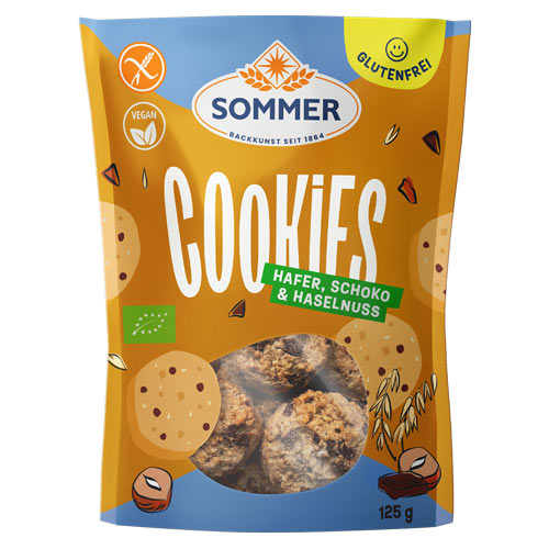 Veganske og glutenfri cookies - havre, choko & hasselnød - Øko