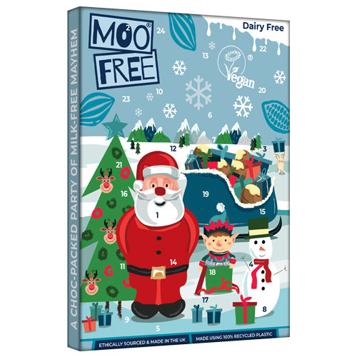 Moo Free Vegansk julekalender med hvid chokolade, 70 g.