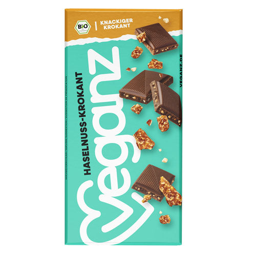 Veganz lys chokolade med Hasselnøddekrokant, Øko