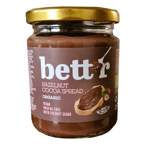Bettr - Mælkefri smørepålæg med hasselnødder og kakao - Glutenfri - Øko