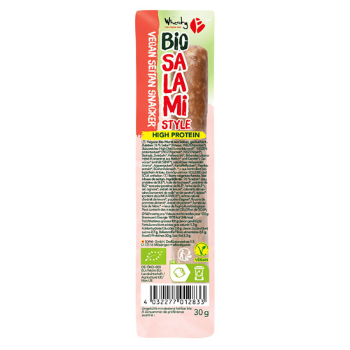 Vegansk salami snack - wheaty - vegansk proteinsnack