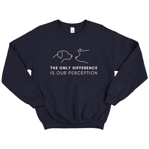 vegan outfitters vegansk tøj med tekst the only difference is our perception